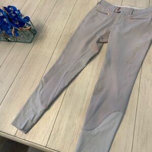 Samshield "Adele" breeches. Size 26 USA. Mineral gray color.   Real crystal logo